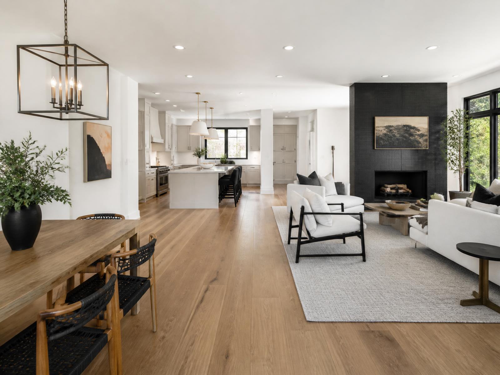Open concept whole home renovation with oak floors and modern finishes